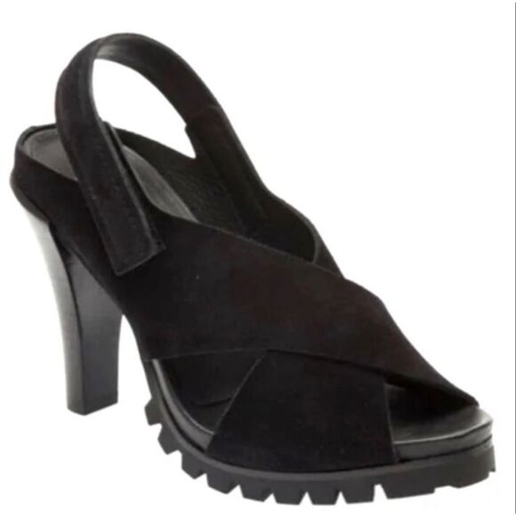 Pedro Garcia Shoes Womens Size 8.5 Black Open Toe Yuval Slingback Leather Sandal - Picture 1 of 12